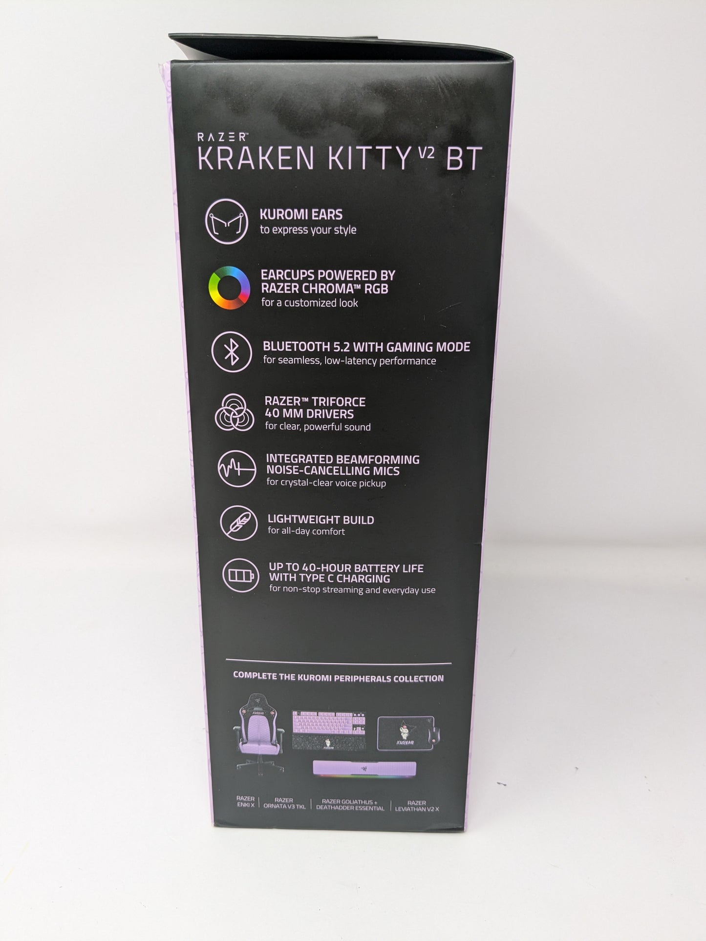 Razer Kraken Kitty V2 BT Wireless Gaming Headset Kuromi Edition Sanrio Purple