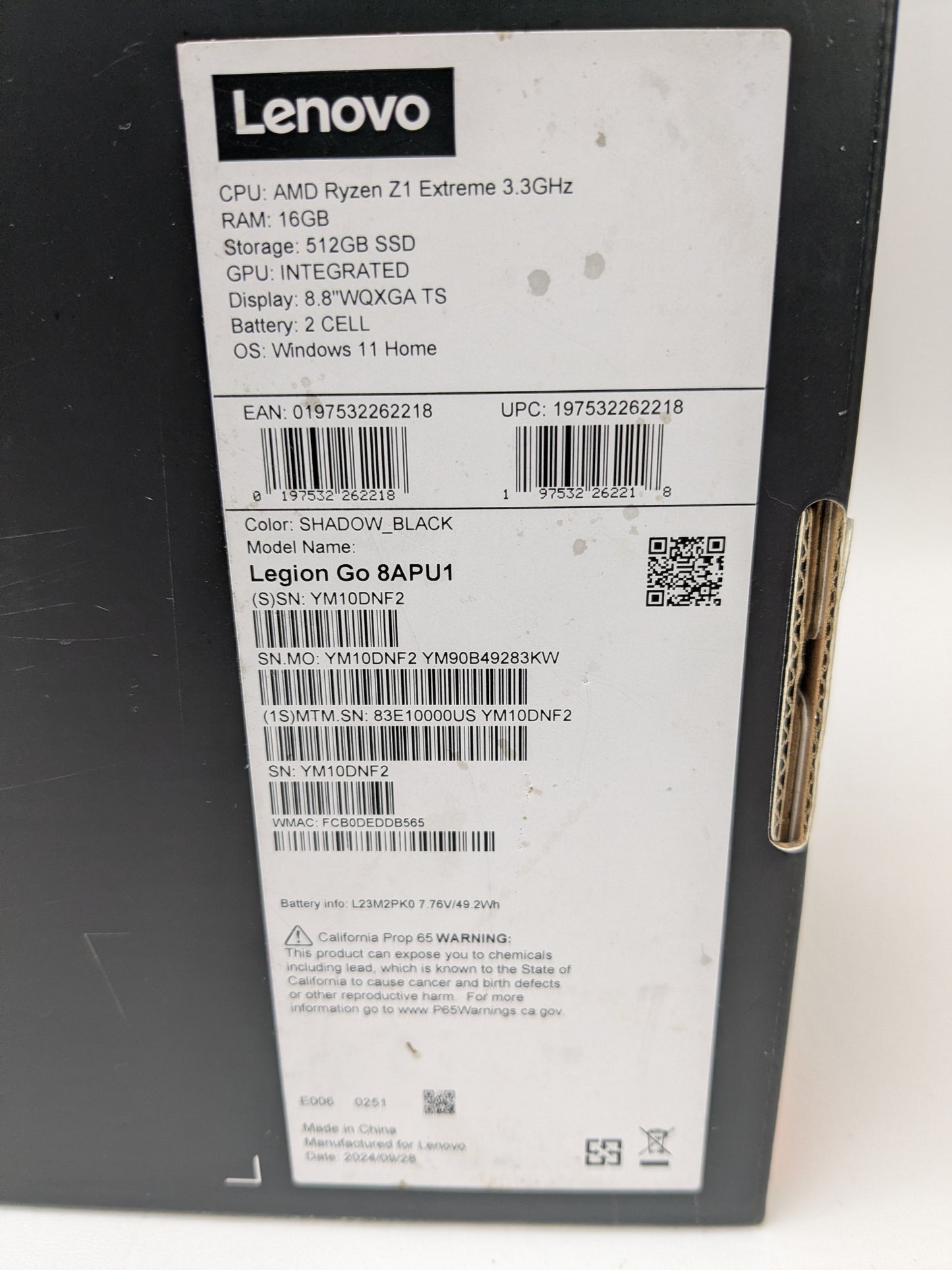 Lenovo Legion Go 8.8" AMD Ryzen Z1 Extreme 16GB RAM 1TB Shadow Black 83E1001YUS