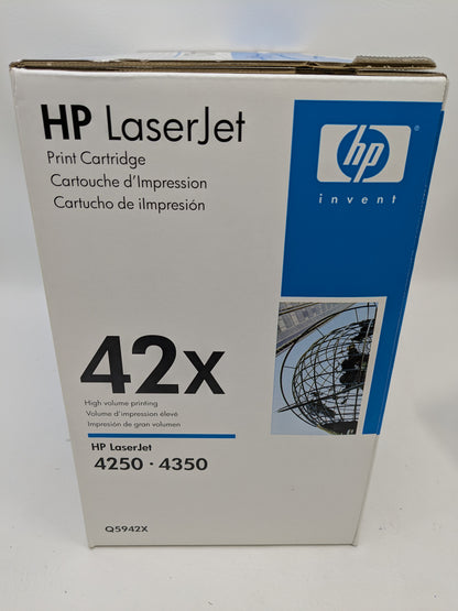 New HP LaserJet 42X Black High Yield Toner Cartridge Q5942X