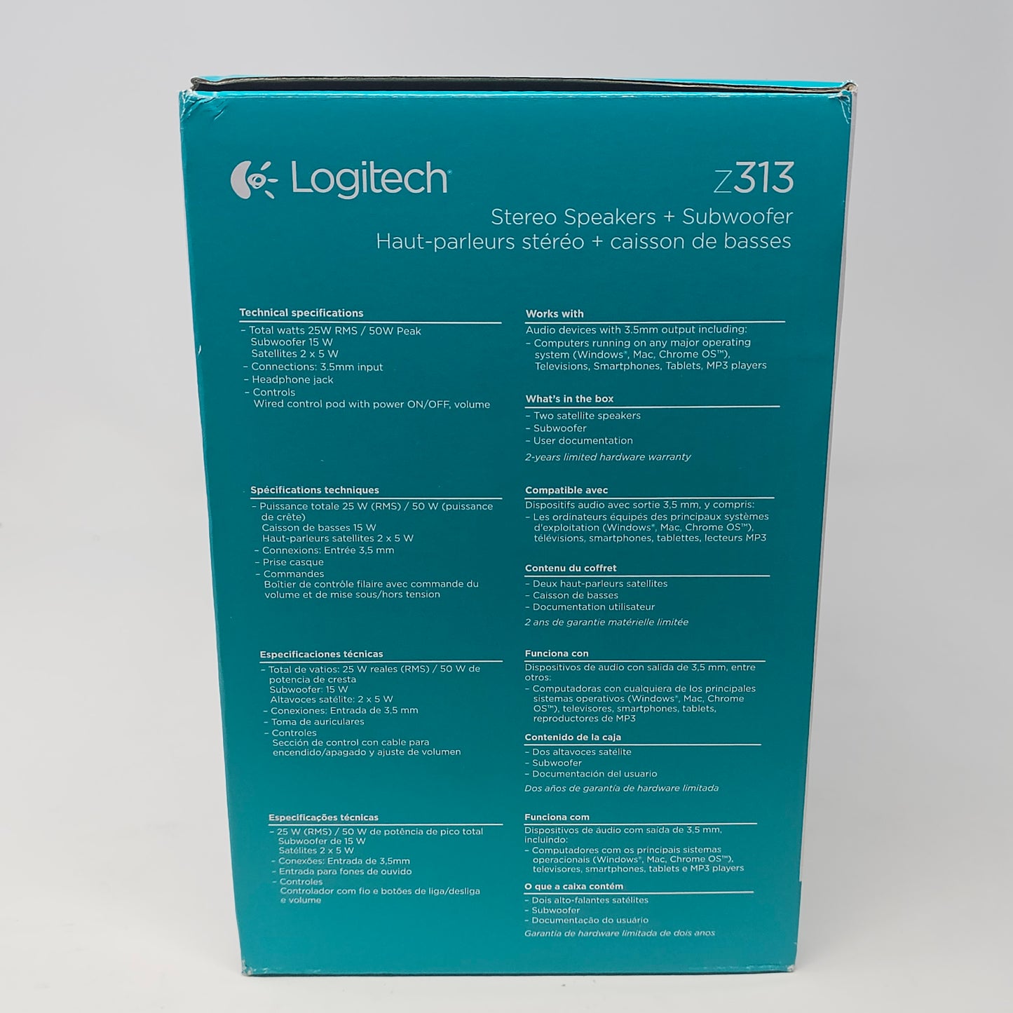 New Logitech Z313 Speaker System with Subwoofer - Black 980000382